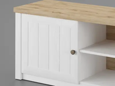 set MARKSKEL tv unit with wooden doors and drawers 3D model