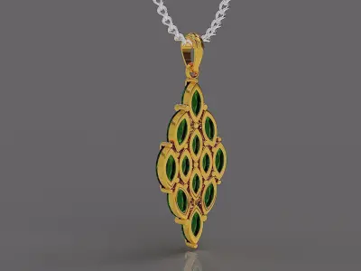 Prong set marquise shape diamond pendant 3D print model