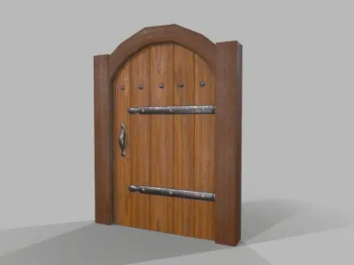 Medieval Wooden Door Low-poly 3D model