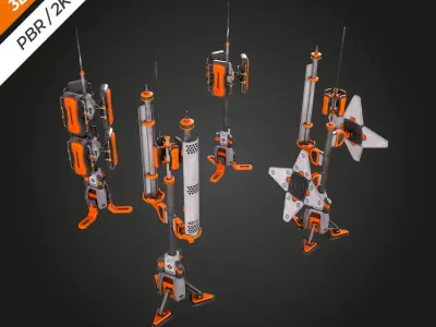 SCI-FI Antenna Low-poly 3D model