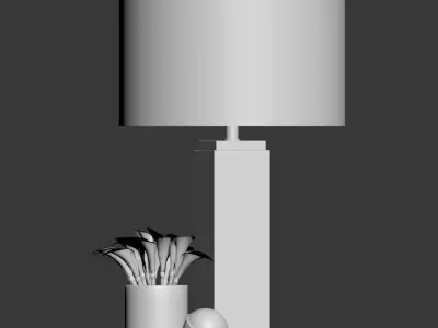 Square Column Marble Table lamp  3D model
