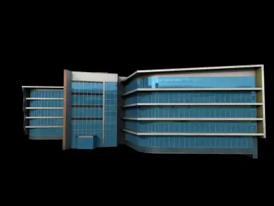 3D Building Low Poly  Low-poly 3D model