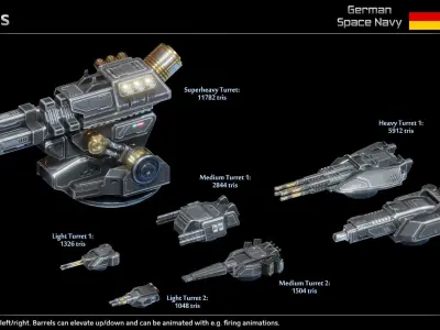 GSN Spaceship Luetzow Class Battlecruiser Low-poly 3D model