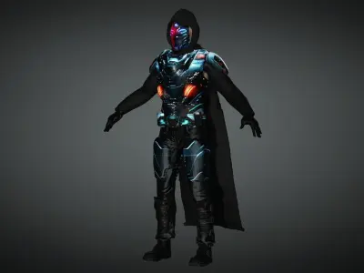 Cyberpunk Soldier 2K Low-poly 3D model
