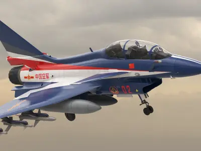  Modern Tandem Fighter Aircraft Chengdu J10 Rigged 