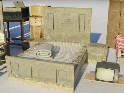 Village Furnitures Low-poly 3D model