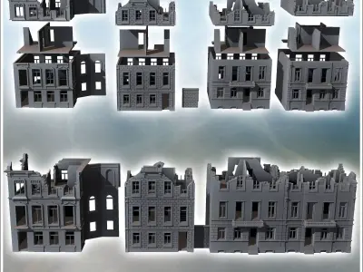European House Set Arnhem Netherlands ruined version - World War 3D print model