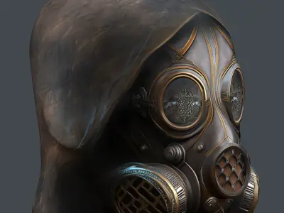 Gas mask helmet 3d model military combat Low-poly Low-poly 3D model