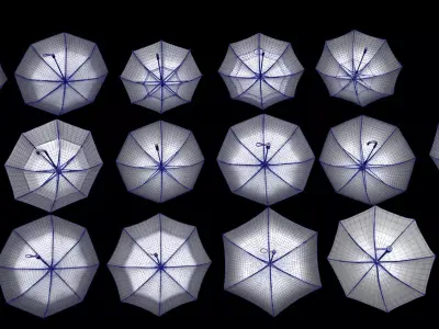 Umbrellas Pack Low-poly 3D model