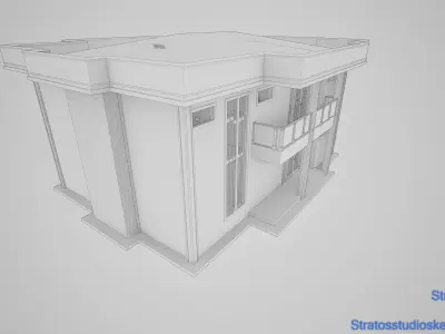 Small Mansion Low-poly 3D model
