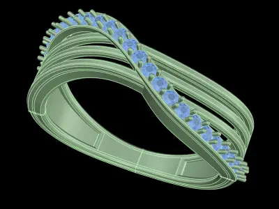 Yellow gold diamodnd rings-PR-449-DIA 3D print model