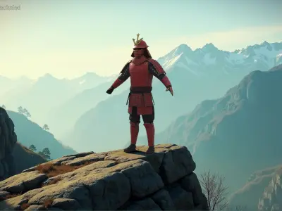  Traditional Japanese Yoroi Armor with Mask Red Old 