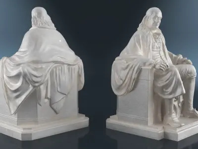  Franklin Bust Seated Pose Marble 
