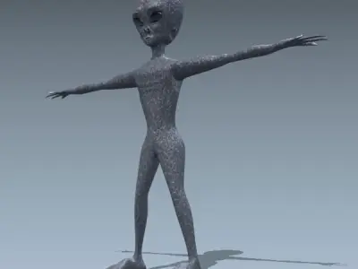 Blue skinny alien creature 3D print model