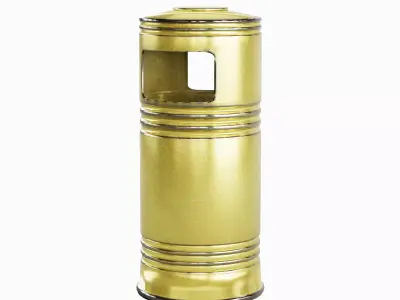 Metal Street Trash Bin Set Low-poly 3D model