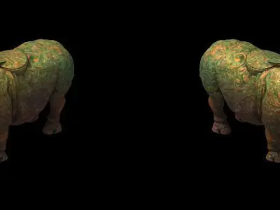 the tomb guardian beast rhinoceros stone statue 1 3D model