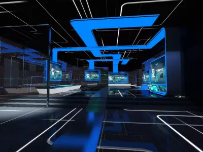 Futuristic Exhibition Interior Sci Fi Hall Low-poly 3D model purchase