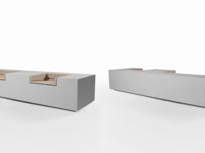 Concrete Outdoor Bench Low-poly 3D model