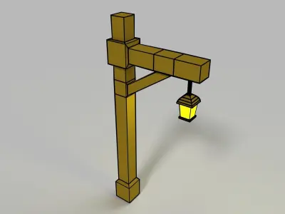 Wooden street lamp Low-poly 3D model