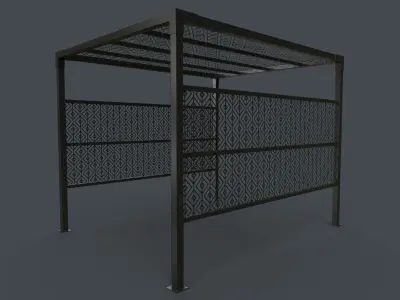 PBR Wooden Pergola Gazebo B2 Low-poly 3D model