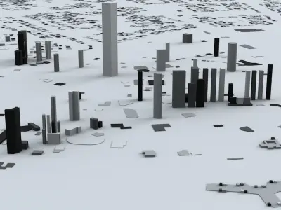 Kuwait City Area Streets and Buildings 3D model