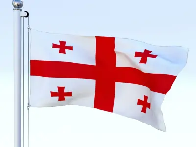 Animated Georgia Flag Low-poly 3D model