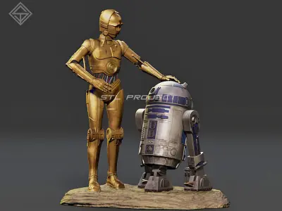 Protocol droid and Astromech droid 3D print model