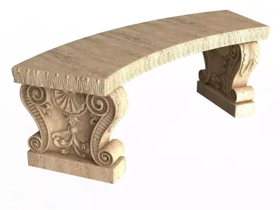 Stone Bench 03 Curved Low-poly 3D model