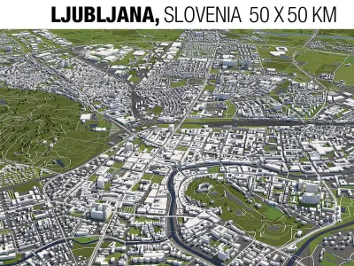 Ljubljana Slovenia 50x50km 3D model