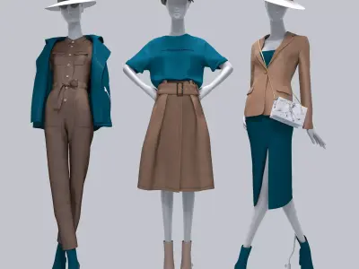  womens clothing on mannequins 3D model