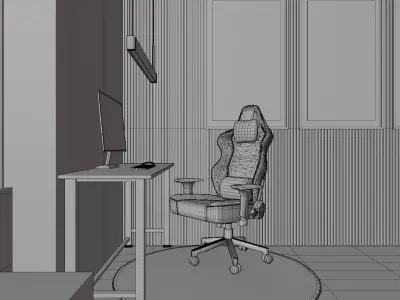 Bed Room 04 - Baked Low-poly 3D model