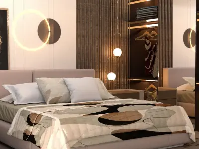 Modern bedroom 3D model 25