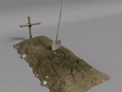 Dirt Grave And Shovel 3D model