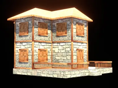 medieval house low poly village town residential house  97 Low-poly 3D model