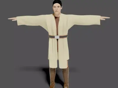 Jedi-rigged and animated Low-poly 3D model