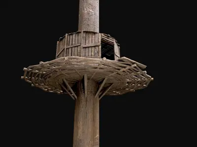 Wooden Tree House Shelters and Platforms 2 Low-poly 3D model