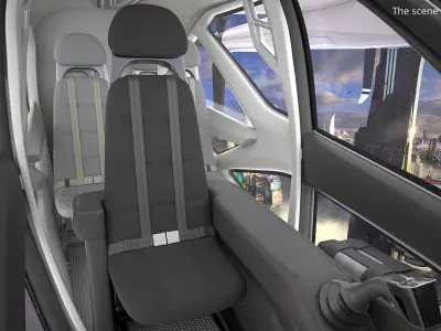  Futuristic eVTOL Aircraft with Urban Design Light On White Rigged for Cinema 4D 