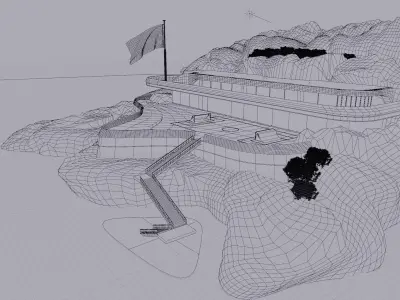 Modern Build futuristic Exterior island rock 3D Low-poly 3D model
