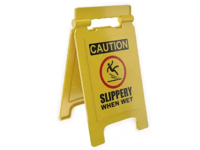 Slippery When Wet Sign 3D model