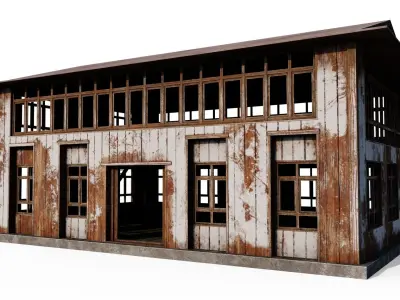 Village Hall Low-poly 3D model