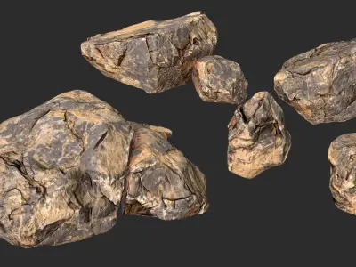 Sandstone Rocks Pack 01 Low-poly 3D model