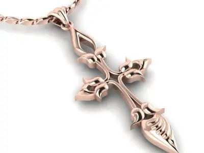 Ornamental Cross pendant 3D print model