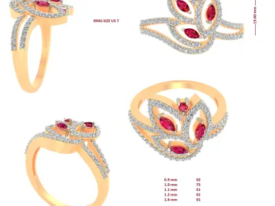 Diamond Ring for Women 3D print model 21