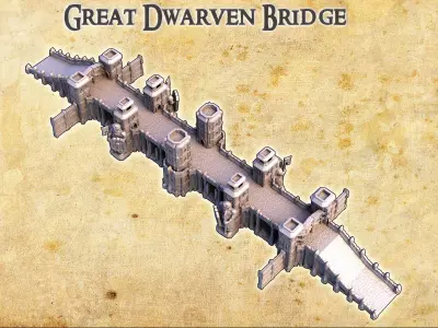 Great Dwarven Bridge Tabletop Terrain 28MM 3D print model