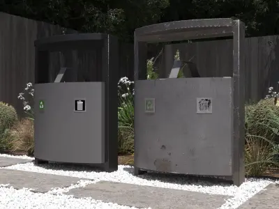 Street Litter Bin Low-poly 3D model