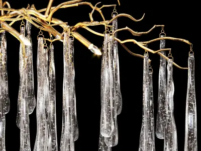 John-Richard Brass and Glass Teardrop Nine-Light Chandelier 3D model