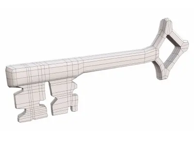 Medieval key Low-poly 3D model