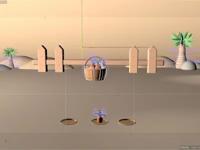 cartoon carrot farm 3D model