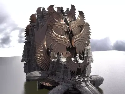 Floating Angel monolith Sci-fi Base Hive 3D model