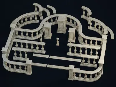 Garden Stand Balustrade Low-poly 3D model